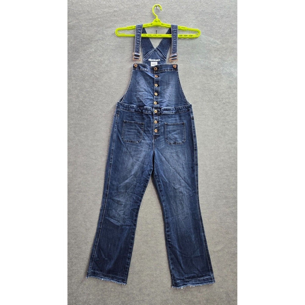 American Rag Juniors Jeans 15 Blue Overalls Pockets Cotton Spandex 27 in Inseam